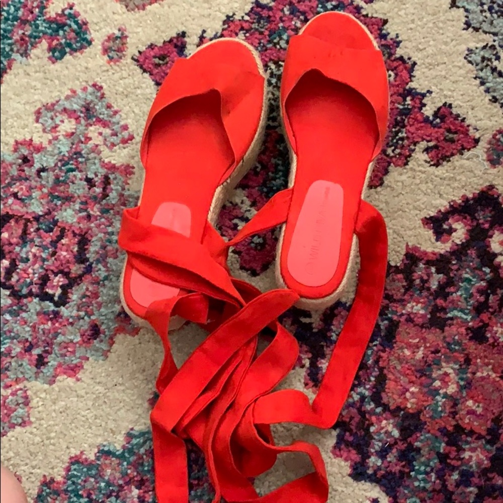 Lace up suede espadrille sandals